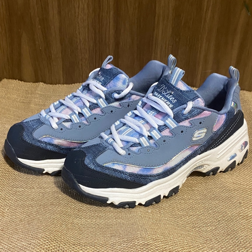 Skechers Navy and Light Pink D’ Lites EUC